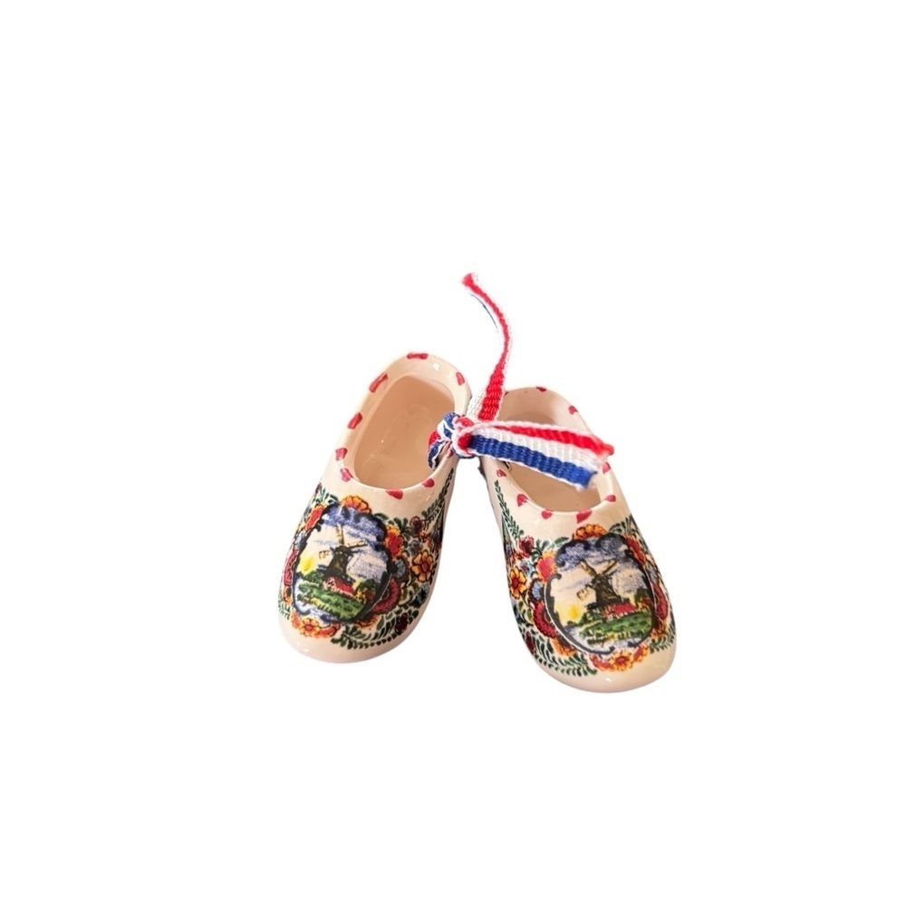 Handmade Holland Vintage Dutch Ceramic Clogs Painted Collectors 2” Home Decor